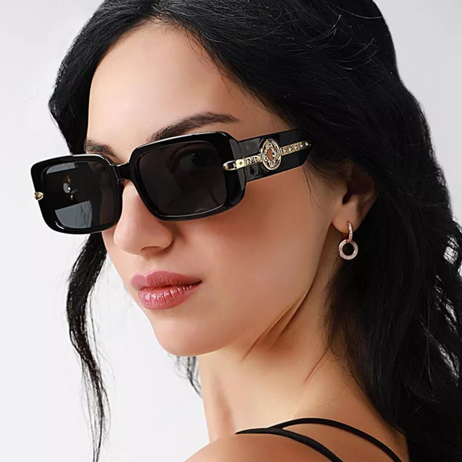 Kate Square Rectangle Sunglasses / Black