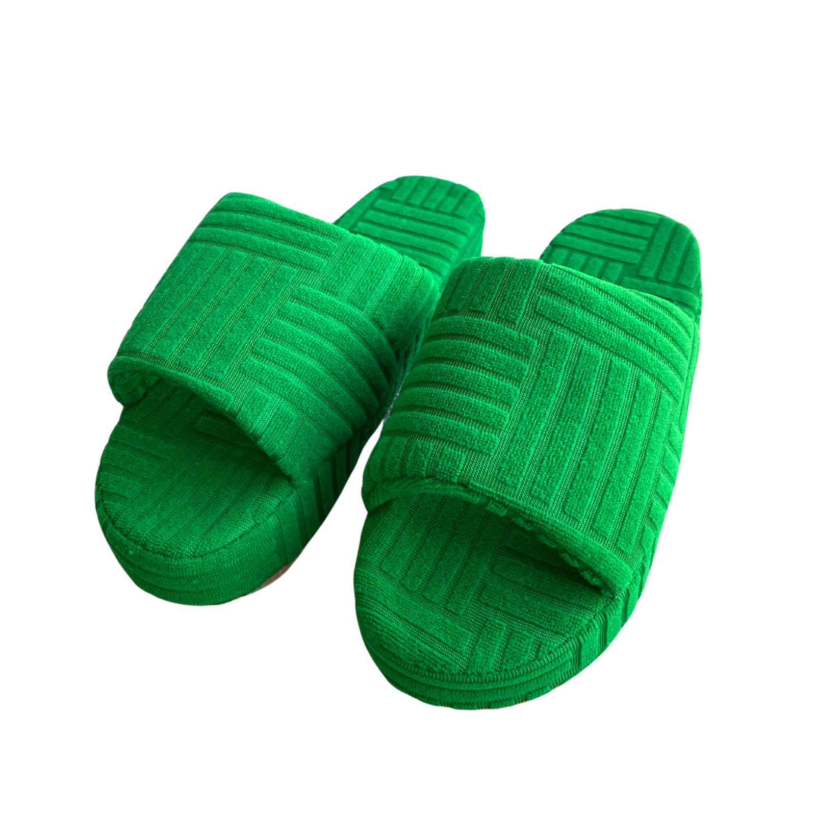 DUPER GREEN TERRY CLOTH TOWEL SLIPPERS